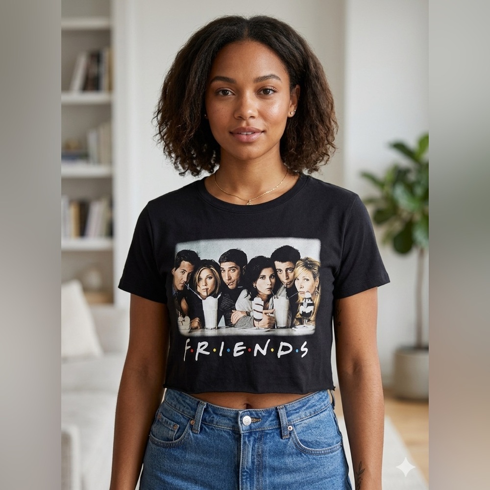 Friends TV Show Vintage Style Crop Top – Milkshake Graphic Tee size M y2k 90’s